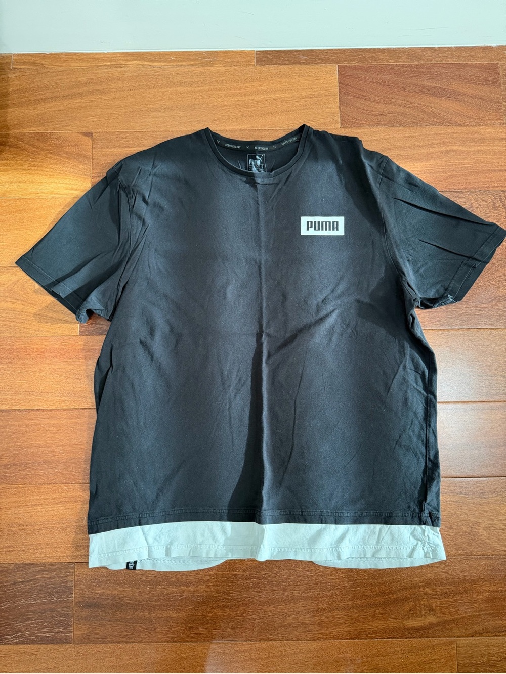 Puma Men’s Black Short Sleeve Tee with White Contrast Hem